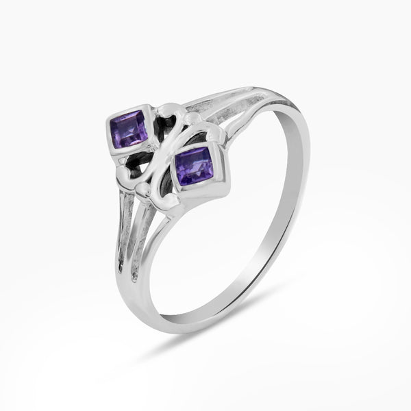 Natural Amethyst Silver Rings