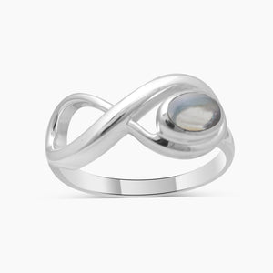 Rainbow Moonstone Silver Infinity Rings