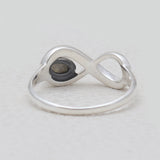 Rainbow Moonstone Silver Infinity Rings