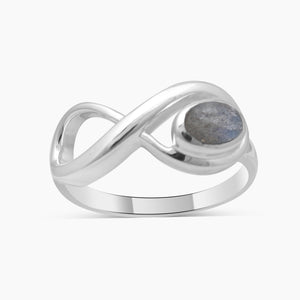 Rainbow Moonstone Silver Infinity Rings