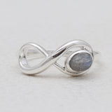 Rainbow Moonstone Silver Infinity Rings