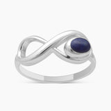 Rainbow Moonstone Silver Infinity Rings