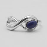 Rainbow Moonstone Silver Infinity Rings