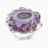 Amethyst Slice Silver Rings