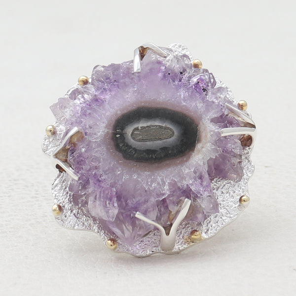 Amethyst Slice Silver Rings