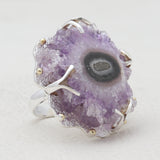 Amethyst Slice Silver Rings
