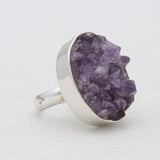 Purple Amethyst Druzy Silver Rings