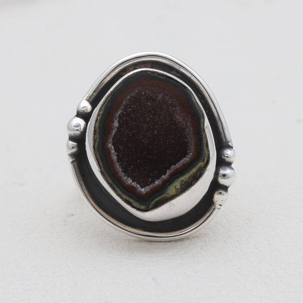 925 Sterling Silver Coconut Druzy Rings