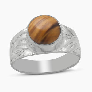 Natural Tiger Eye Silver Rings
