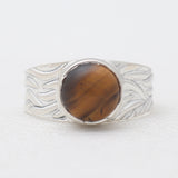 Natural Tiger Eye Silver Rings