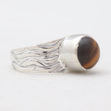 Natural Tiger Eye Silver Rings
