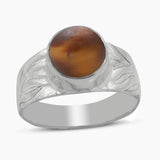 Natural Tiger Eye Silver Rings