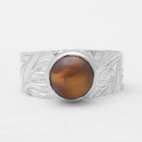 Natural Tiger Eye Silver Rings