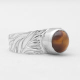 Natural Tiger Eye Silver Rings