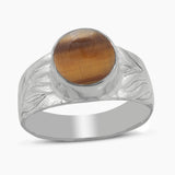 Natural Tiger Eye Silver Rings