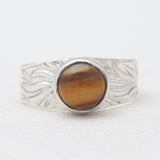 Natural Tiger Eye Silver Rings