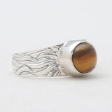 Natural Tiger Eye Silver Rings