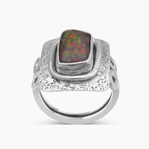 Ammolite Silver Rings