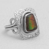 Ammolite Silver Rings