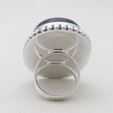 Black Agate Druzy Silver Rings