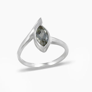 Natural Green Amethyst Silver Rings