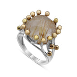 Yellow Golden Rutilated Quartz 925 Silver Rings