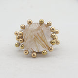 Yellow Golden Rutilated Quartz 925 Silver Rings