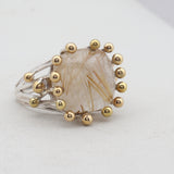 Yellow Golden Rutilated Quartz 925 Silver Rings