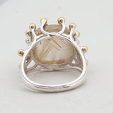 Yellow Golden Rutilated Quartz 925 Silver Rings