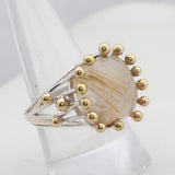 Yellow Golden Rutilated Quartz 925 Silver Rings