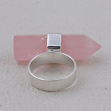 Rose Quartz Silver Pencil Ring