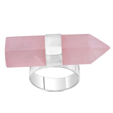 Rose Quartz Silver Pencil Ring