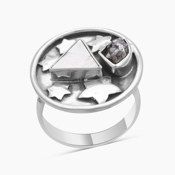 Meteorite & Meteorite Slice Silver Rings