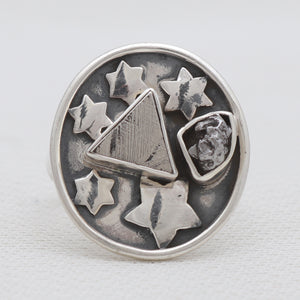 Meteorite & Meteorite Slice Silver Rings
