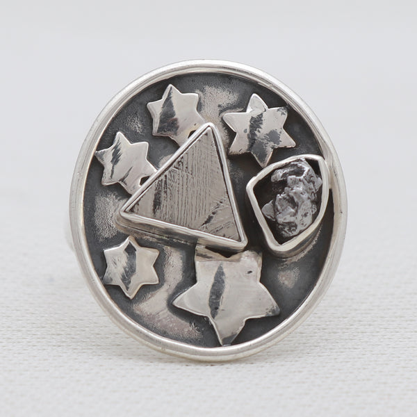 Meteorite & Meteorite Slice Silver Rings