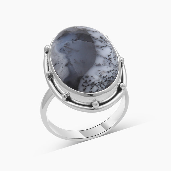 925 Sterling Silver Dendritic Opal Rings