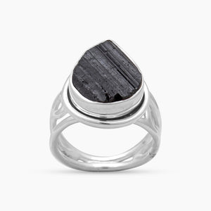 Black Tourmaline Silver Designer Rings