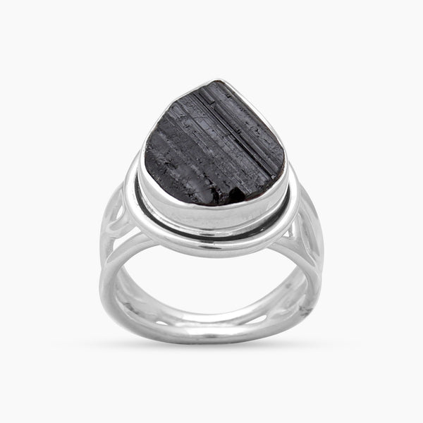 Black Tourmaline Silver Designer Rings