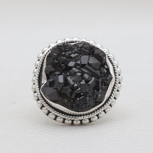 Melanite Black Garnet Silver Rings