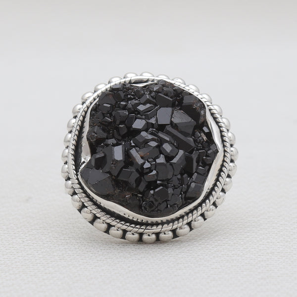 Melanite Black Garnet Silver Rings