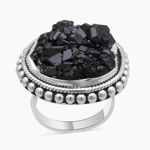 Melanite Black Garnet Silver Rings