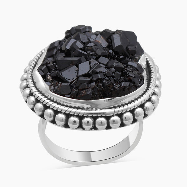 Melanite Black Garnet Silver Rings