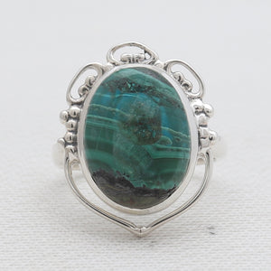 Malachite Chrysocolla Silver Rings