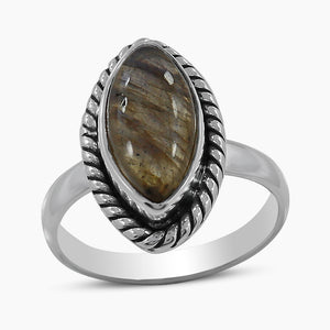 Marquise Cut Charoite Silver Rings