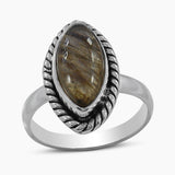 Marquise Cut Charoite Silver Rings