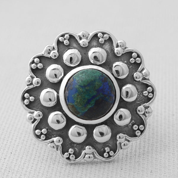 Azurite Malachite Silver Rings