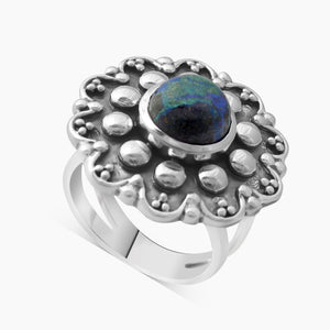 Azurite Malachite Silver Rings