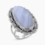 Blue Lace Agate Silver Rings