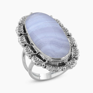 Blue Lace Agate Silver Rings