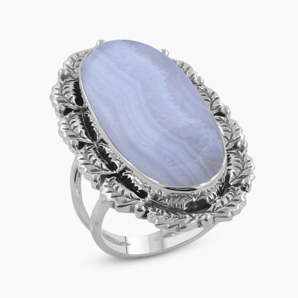 Blue Lace Agate Silver Rings